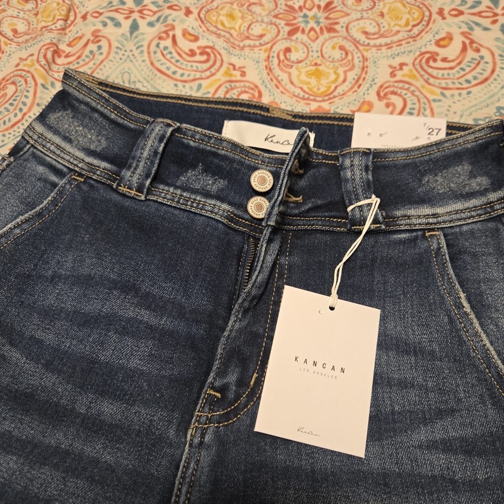 KanCan Women's High Rise Dark Blue Jeans